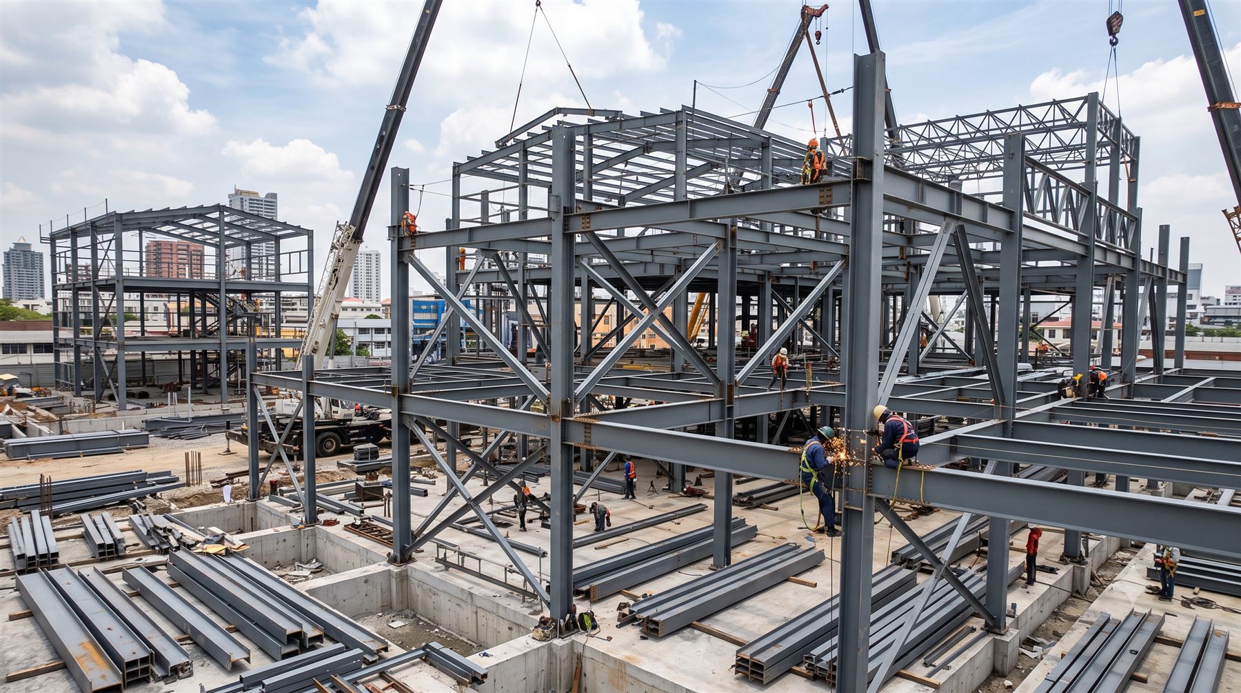 Izaje y montaje de estructura metálica en obra