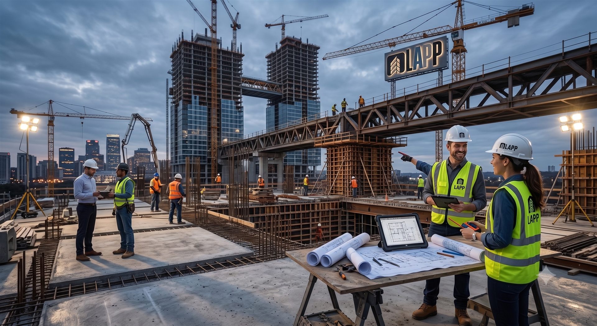 Equipo de LAPP Ingeniería coordinando una obra en ejecución