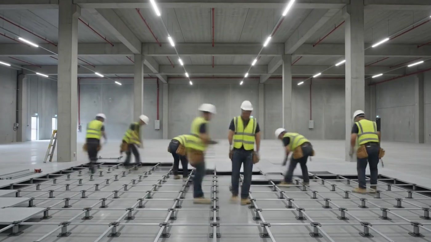 Instalación de piso técnico en sala de datacenter